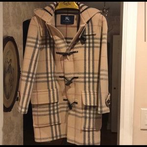 SOLD Burberry Plaid Wool Toggle Coat